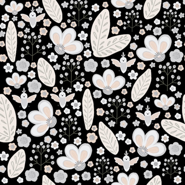 Seamless pattern cute childish seamless background with small flowers.spring ornament