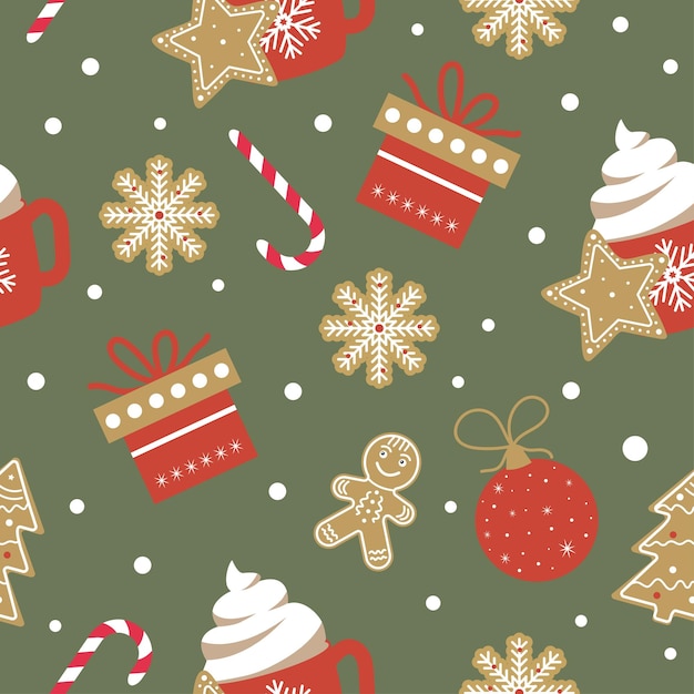 Vector seamless pattern cute christmas and new year vector illustration