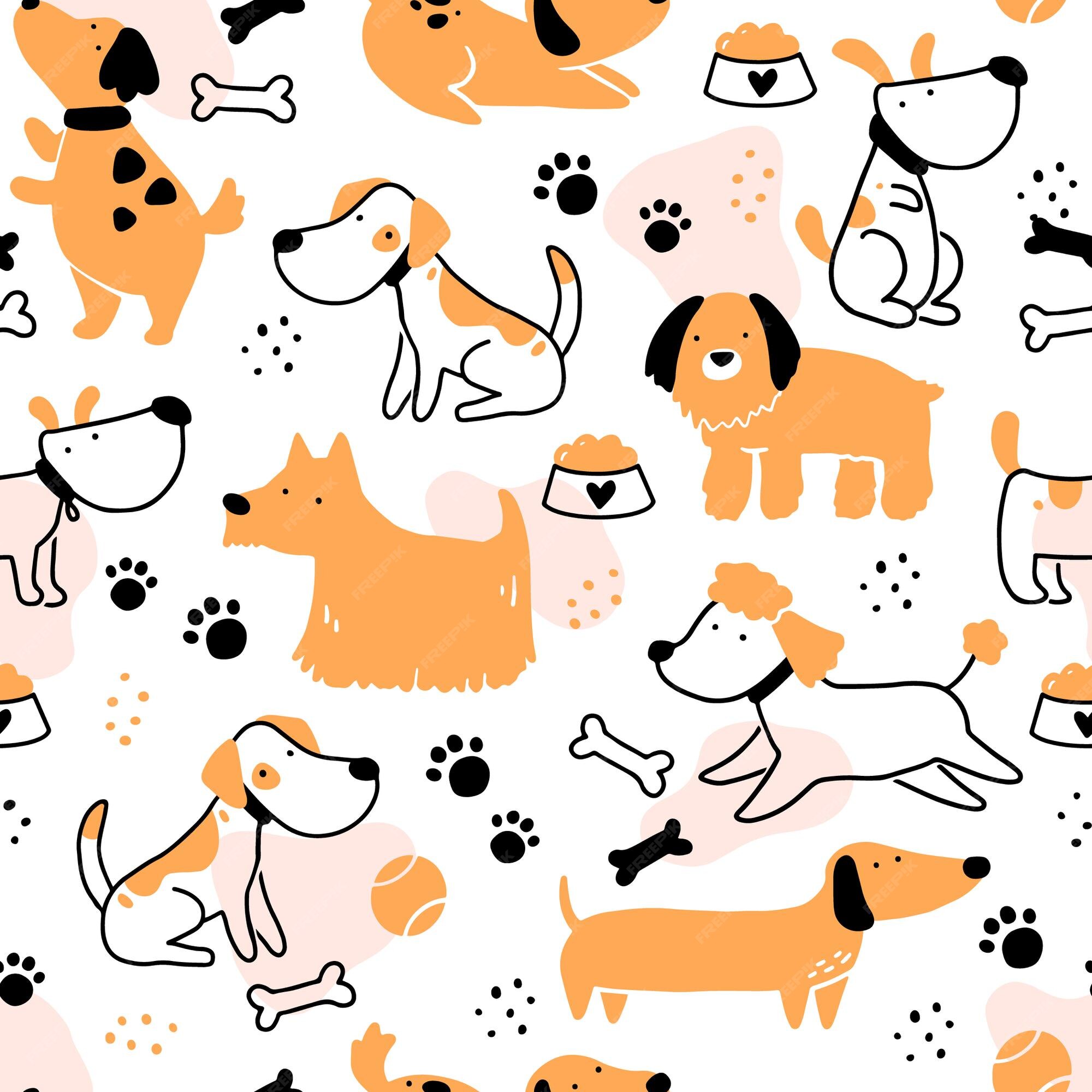 Premium Vector | Seamless pattern of cute dog puppy. cartoon funny and