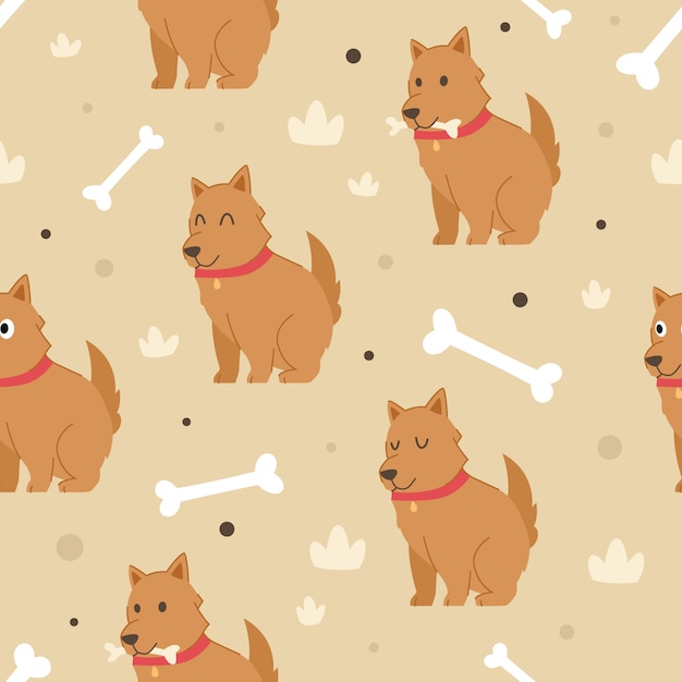 Vector seamless pattern cute dog