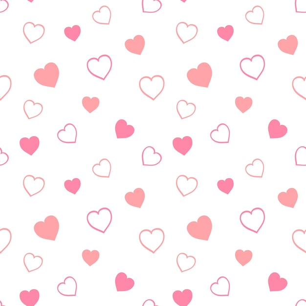 Seamless pattern of cute drawn hearts. Gentle romantic background for Valentine's Day. Suitable for 