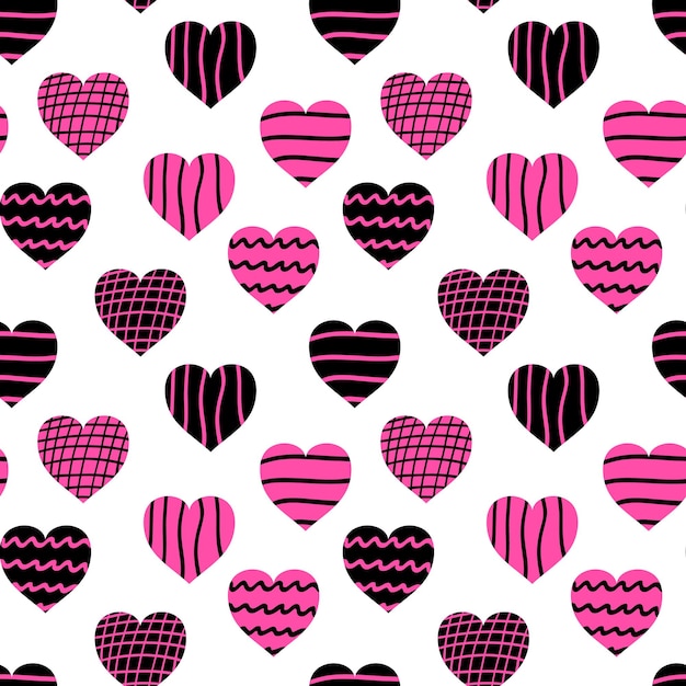 Seamless pattern of cute drawn hearts. gentle romantic background for valentine's day. suitable for