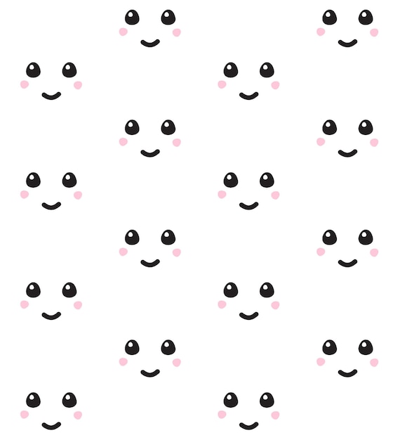 Seamless pattern of cute faces