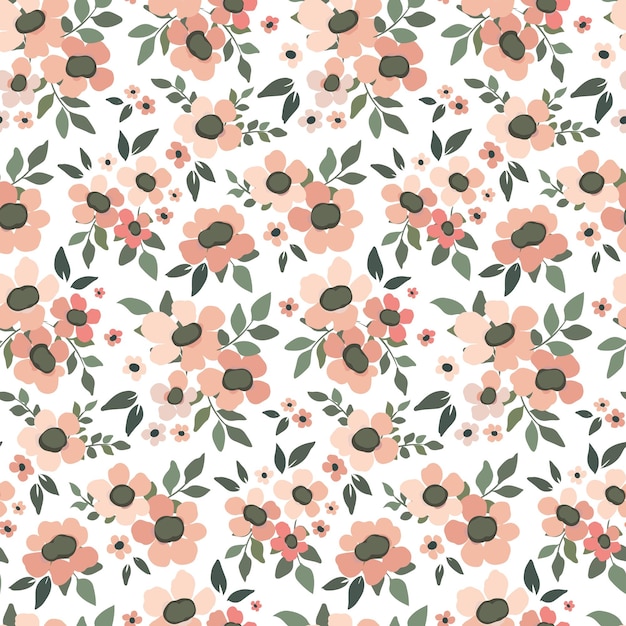 Seamless pattern cute floral print with small red flowers in bouquets on a white background Vector