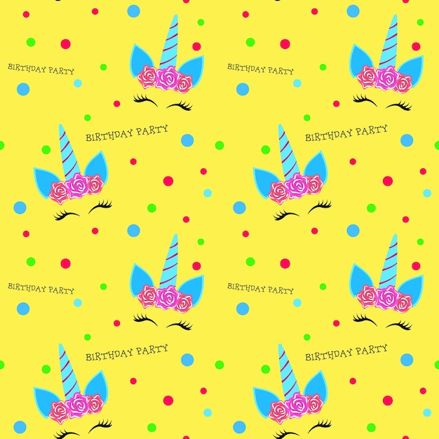 Seamless pattern of cute flower unicorn