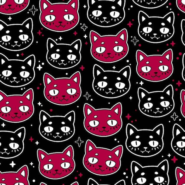 Seamless pattern of cute funny cats