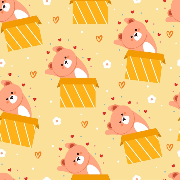 seamless pattern cute happy bear. cute animal wallpaper for textile, gift wrap paper