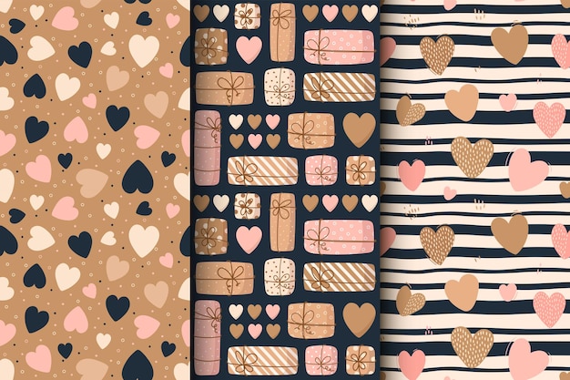 Seamless pattern of cute hearts for valentine day