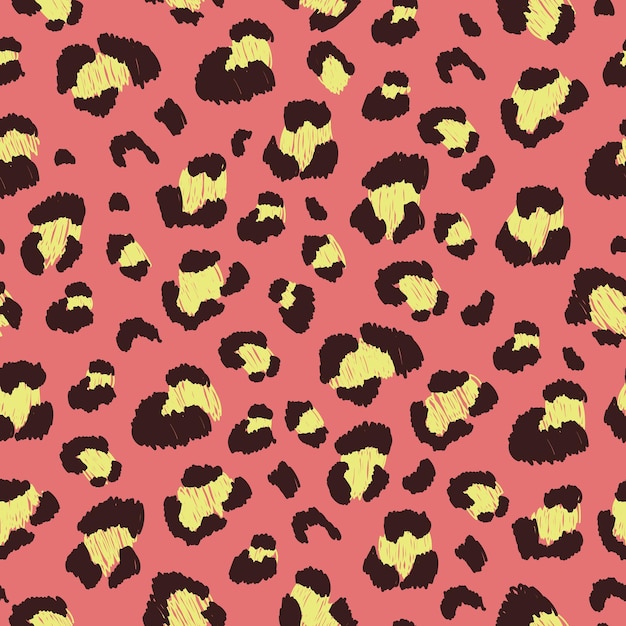 Vector seamless pattern cute leopard print on pink background background vector illustration