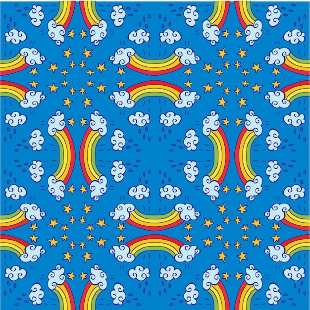 Seamless pattern cute rainbow background.