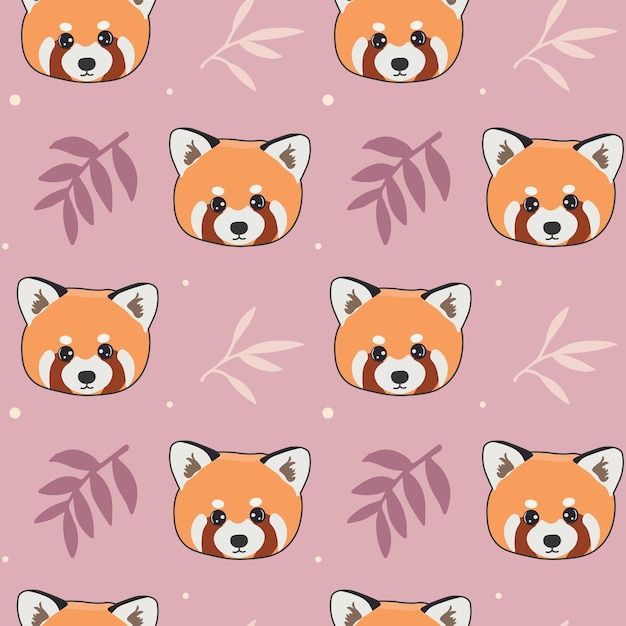 Seamless pattern of cute red panda and bamboo Cartoon design animal character flat vector style Texture for fabric wrapping textile wallpaper clothing
