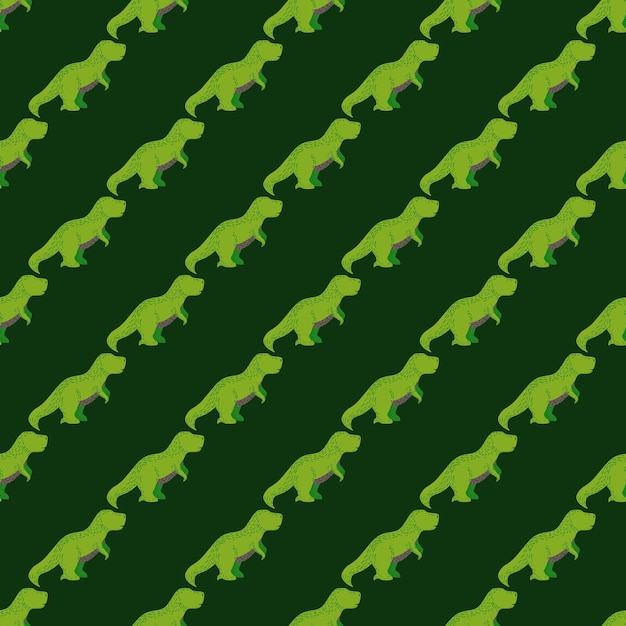 Seamless pattern cute trex dino background of funny dinosaurs in doodle style