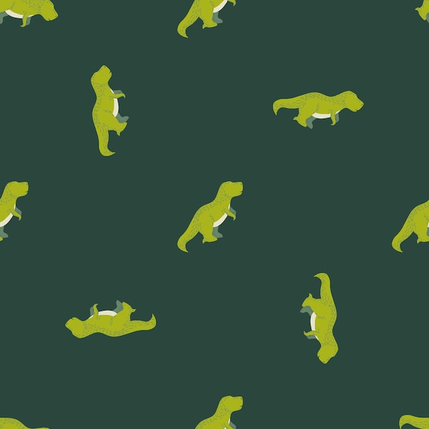 Vector seamless pattern cute trex dino background of funny dinosaurs in doodle style