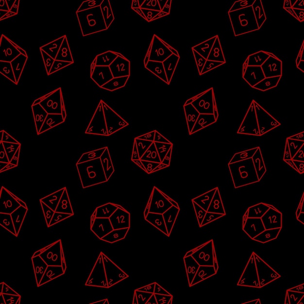 Seamless pattern of D4 D6 D8 D10 D12 and D20