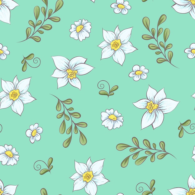 Seamless pattern daffodils