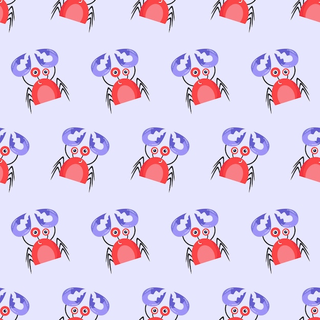 seamless pattern of dancing cute crab premium vector