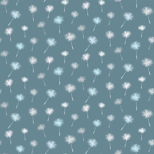 Seamless pattern dandelion with flying seeds