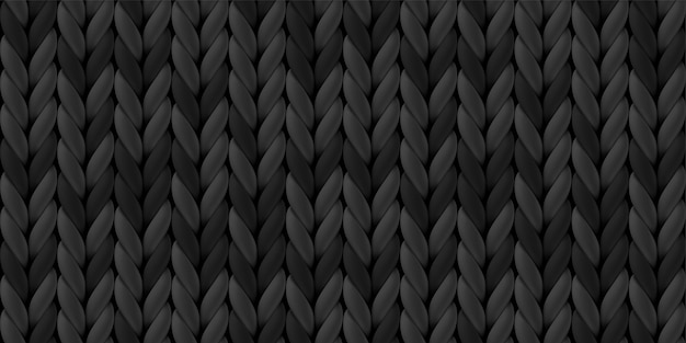 Seamless pattern of dark gray knitted woolen cloth.