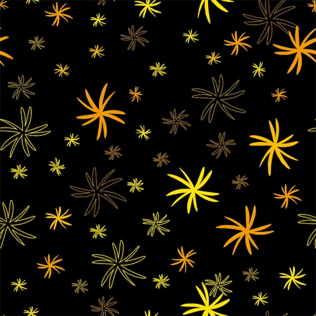 Seamless pattern of decorative abstract yellow flowers