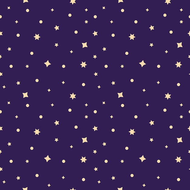 Seamless pattern of deep space with stars in a flat style Mysticism Halloween set spiritualism