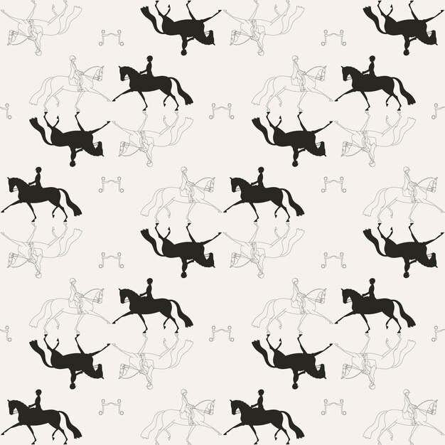 Seamless pattern design equestrian dressage vector