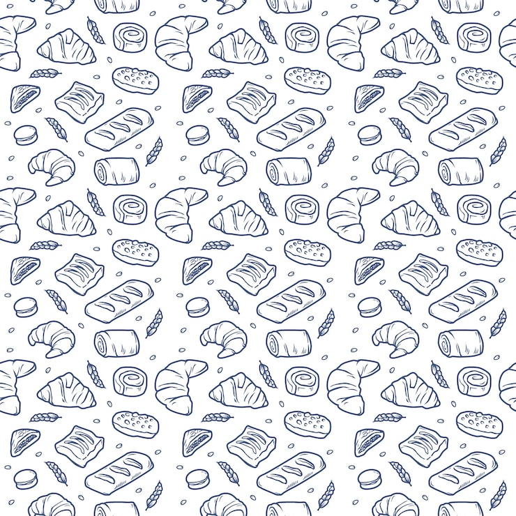 Vector seamless pattern design of pastry drawing