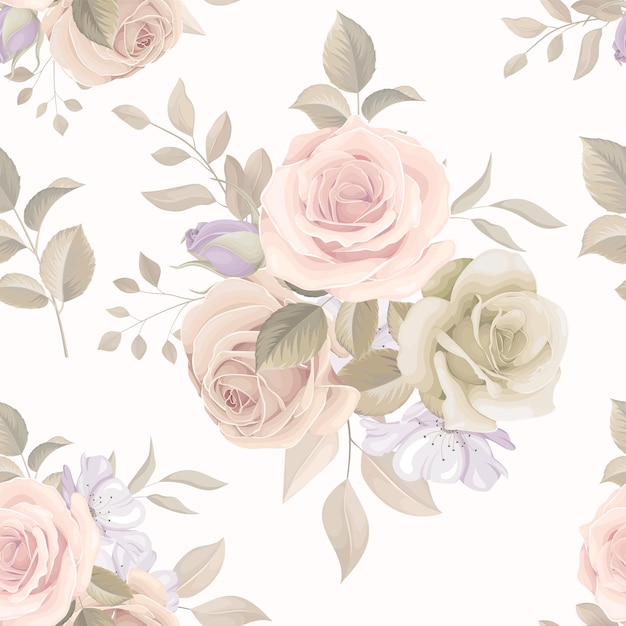 Seamless pattern design with beautiful rose flower