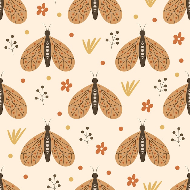 Vector seamless pattern design with floral elements and butterflies. vector illustration.