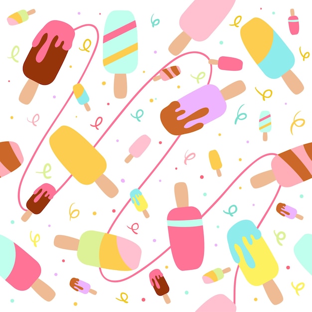 Seamless pattern of different color popsicles