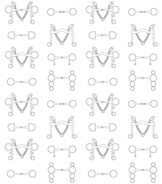 Vector seamless pattern of different horse bits