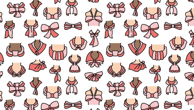 Seamless pattern of different neckerchief on a white background