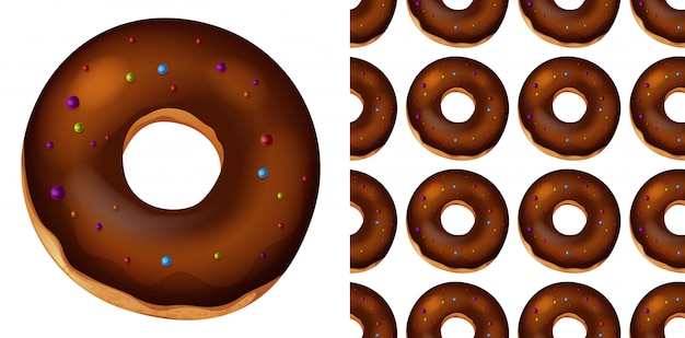 Vector seamless pattern of donuts on white