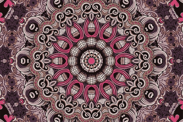 Seamless pattern doodle art mandala ethnic design