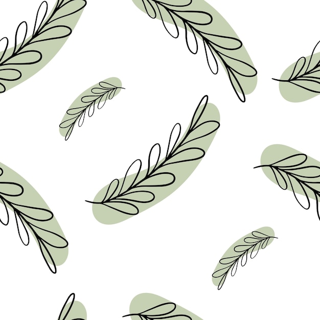 Seamless pattern Doodle baptism Palm branch Palm Sunday