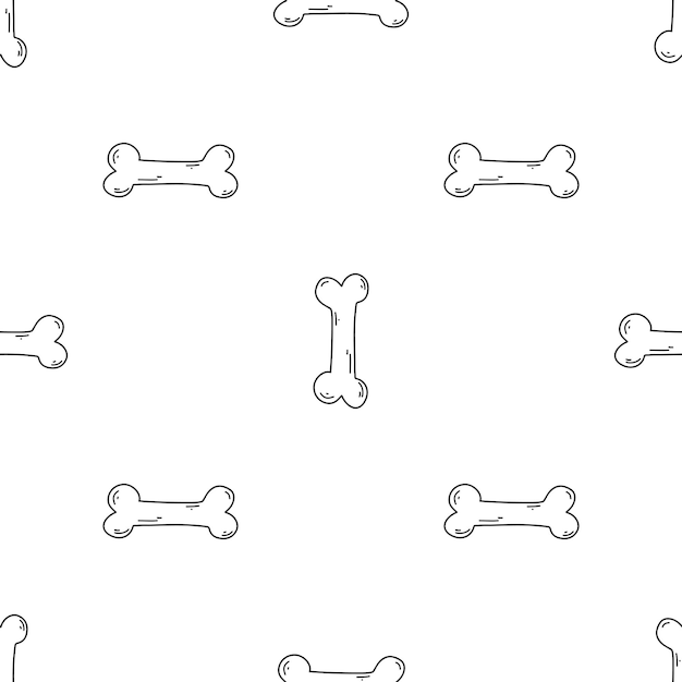 Vector seamless pattern of doodle bones on white background vector illustration for web and textile design wrapping papper card print