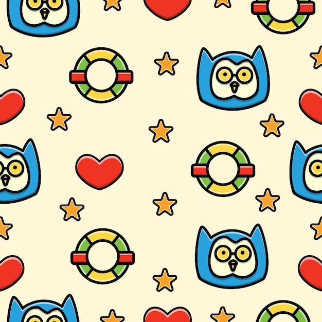 Seamless di doodle cartoon bird