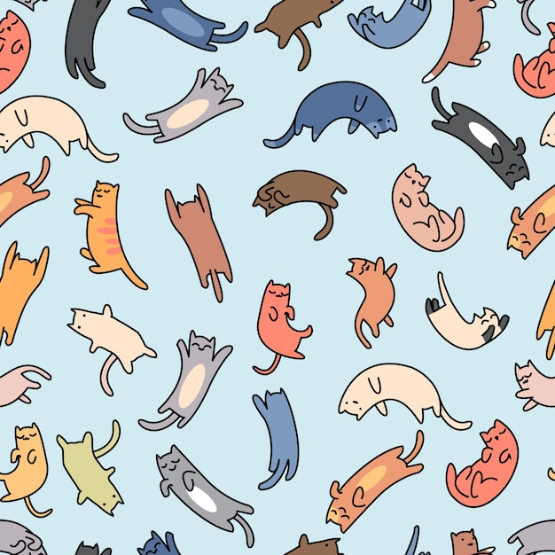 Seamless pattern doodle cats