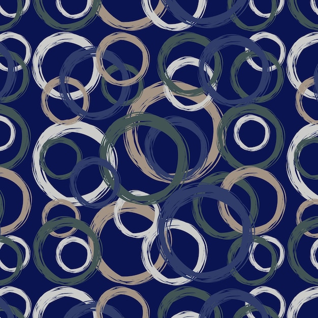 Бесшовные круги каракули на синем фоне Дизайн для тканевой упаковки обоев