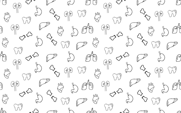 Vector seamless pattern doodle drawings medical equipment first aid items doodle seamless pattern