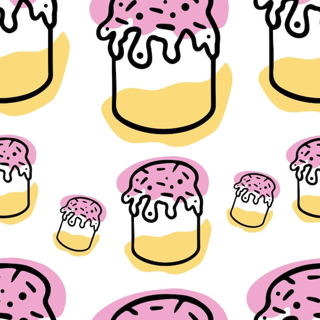 Seamless pattern Doodle easter cake easter bread