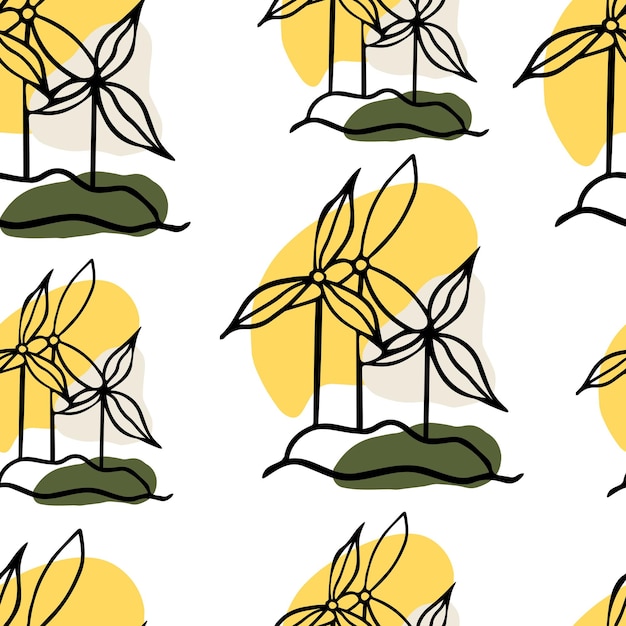 Seamless pattern Doodle electric mill ecology electricity