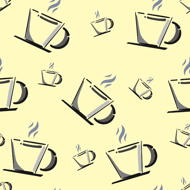 seamless pattern doodle hot cup