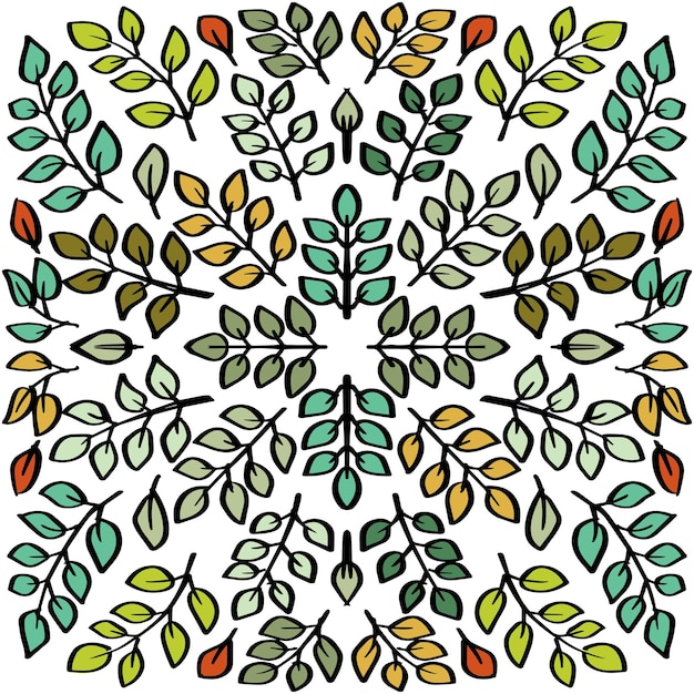 Seamless pattern doodle leaves background