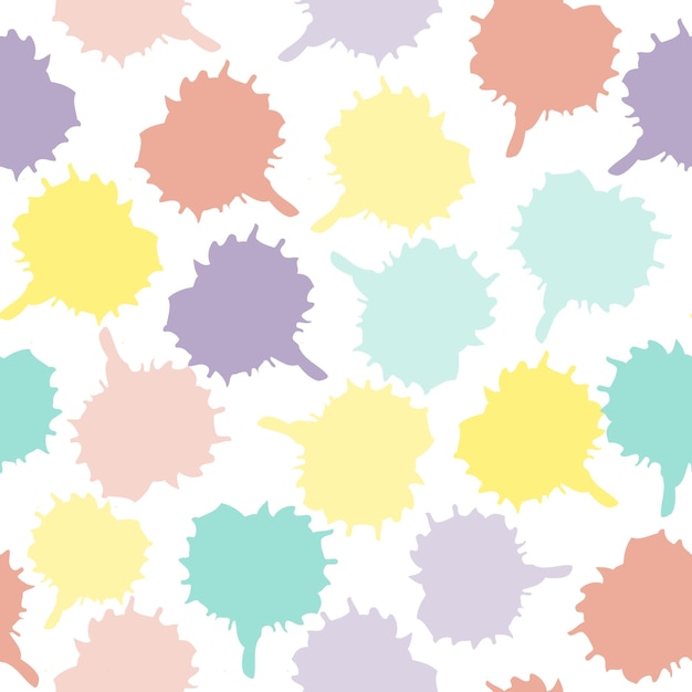 Seamless pattern drawn abstract shapes in pastel shades on a white background