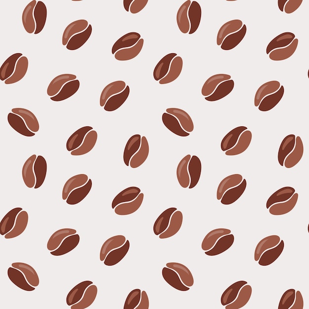 Seamless pattern drawn coffee beans in a chaotic manner on a white background Print textile