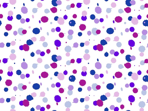 Vector seamless pattern of drops splashes of multicolored ink on a white background