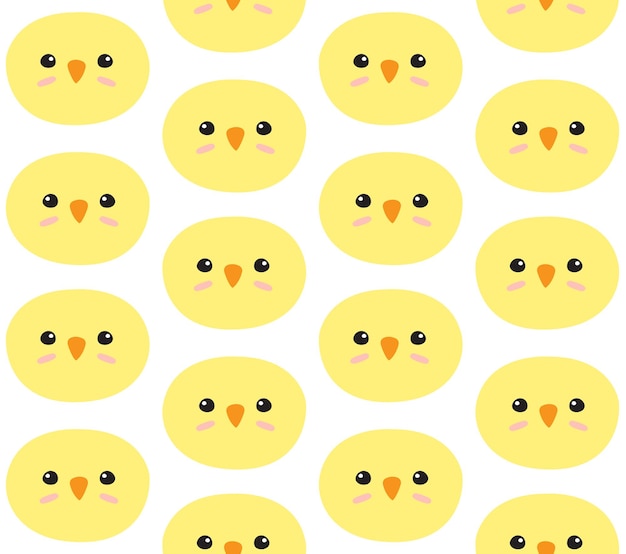 Seamless pattern of easter chick faces