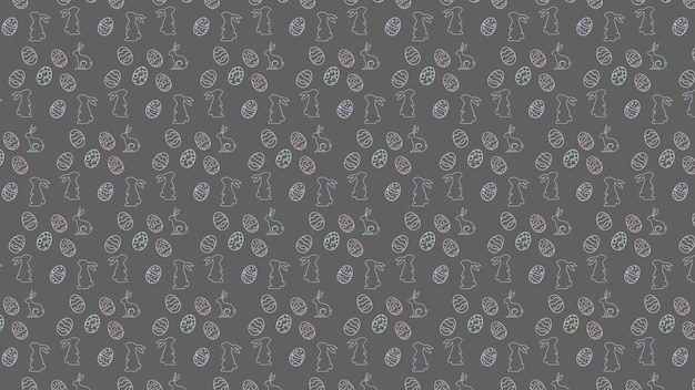 seamless pattern easter egg background isolated in grey hand draw line rabbit suit for decoration