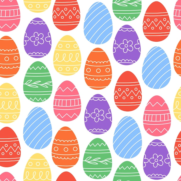 Seamless pattern of Easter eggs in cartoon style