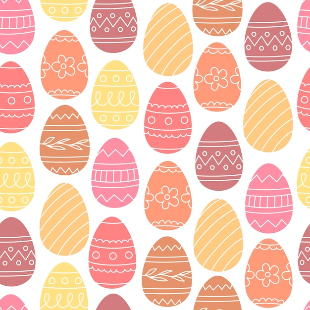 Seamless pattern of Easter eggs in cartoon style